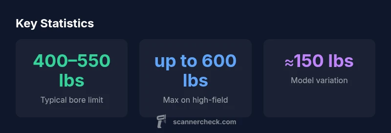 Infographic showing MRI weight limits by scanner type