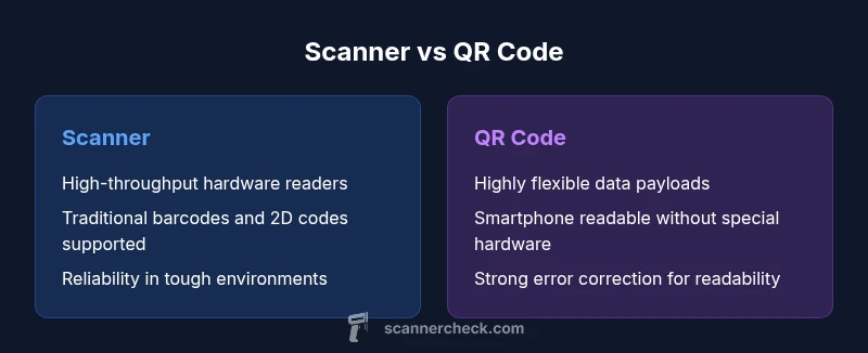 Comparison infographic showing Scanner vs QR Code