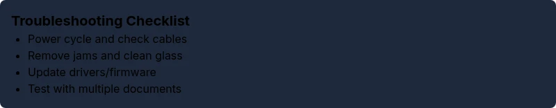 Checklist for troubleshooting scanner not scanning