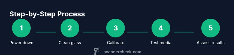 Infographic showing steps to remove scan lines from an HP scanner