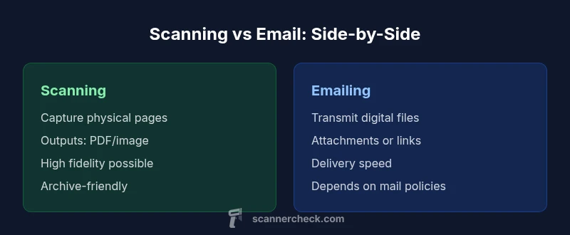 Infographic comparing scanning and emailing workflows