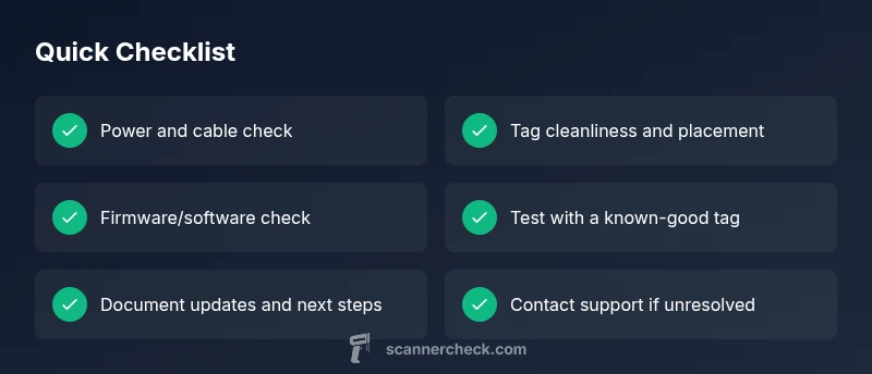 Checklist for troubleshooting FASTag scanner