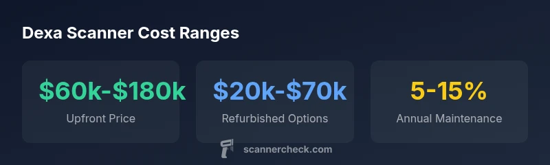Infographic showing dexa scanner cost ranges and ongoing maintenance